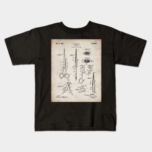 Hair Scissors Patent - Salon Art - Antique Kids T-Shirt